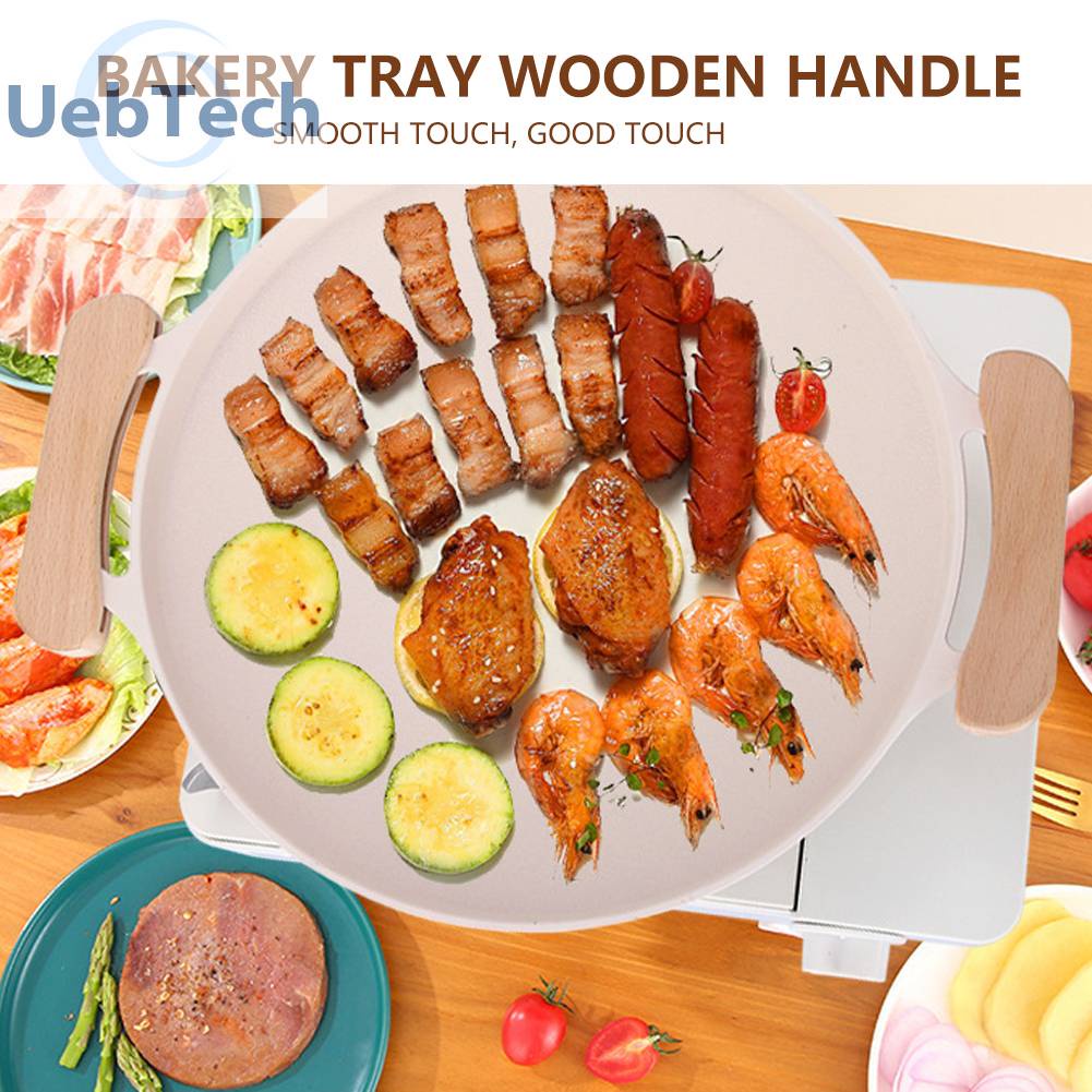 Set 2 Khay Nướng Bánh Có Tay Cầm Bằng Gỗ Chống Bỏng Cho Sân Vườn
