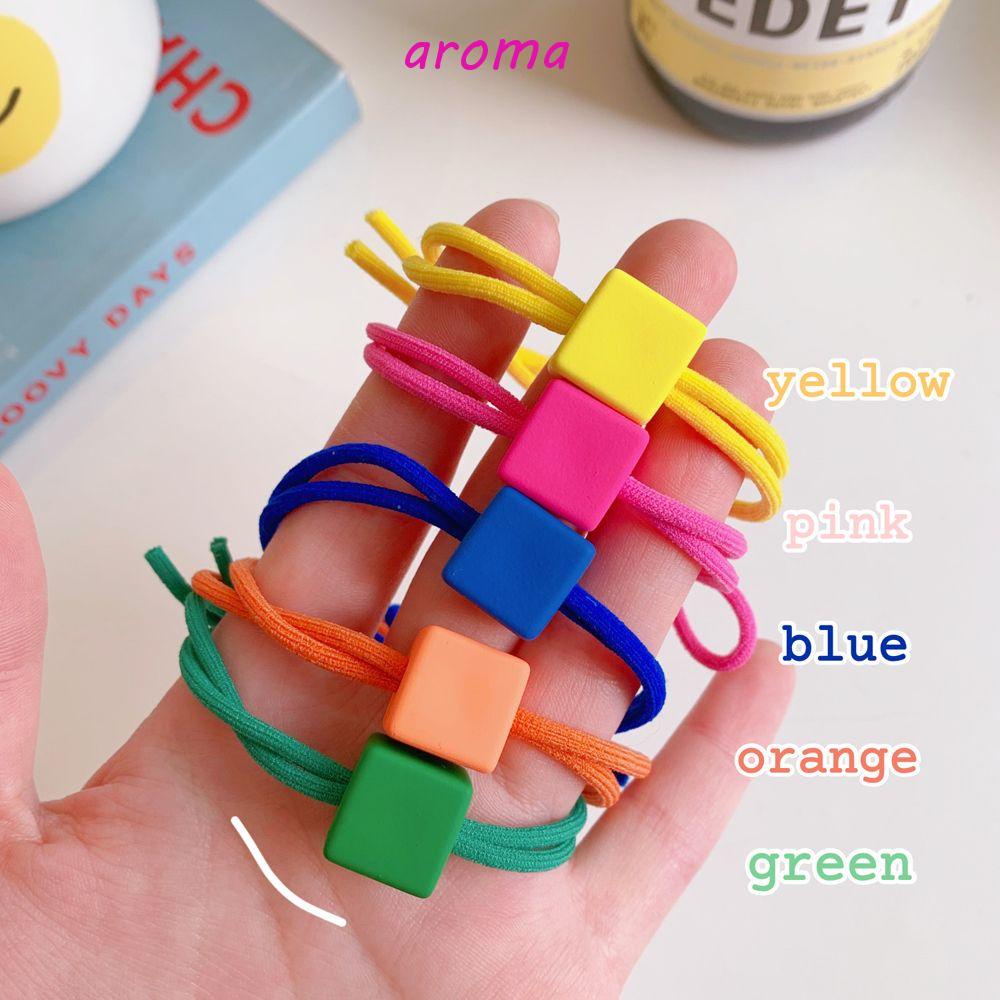 AROMA Dây Buộc Tóc Acrylic Màu Sắc Ngọt Ngào Đơn Giản Dễ Phối Đồ Cho Nữ