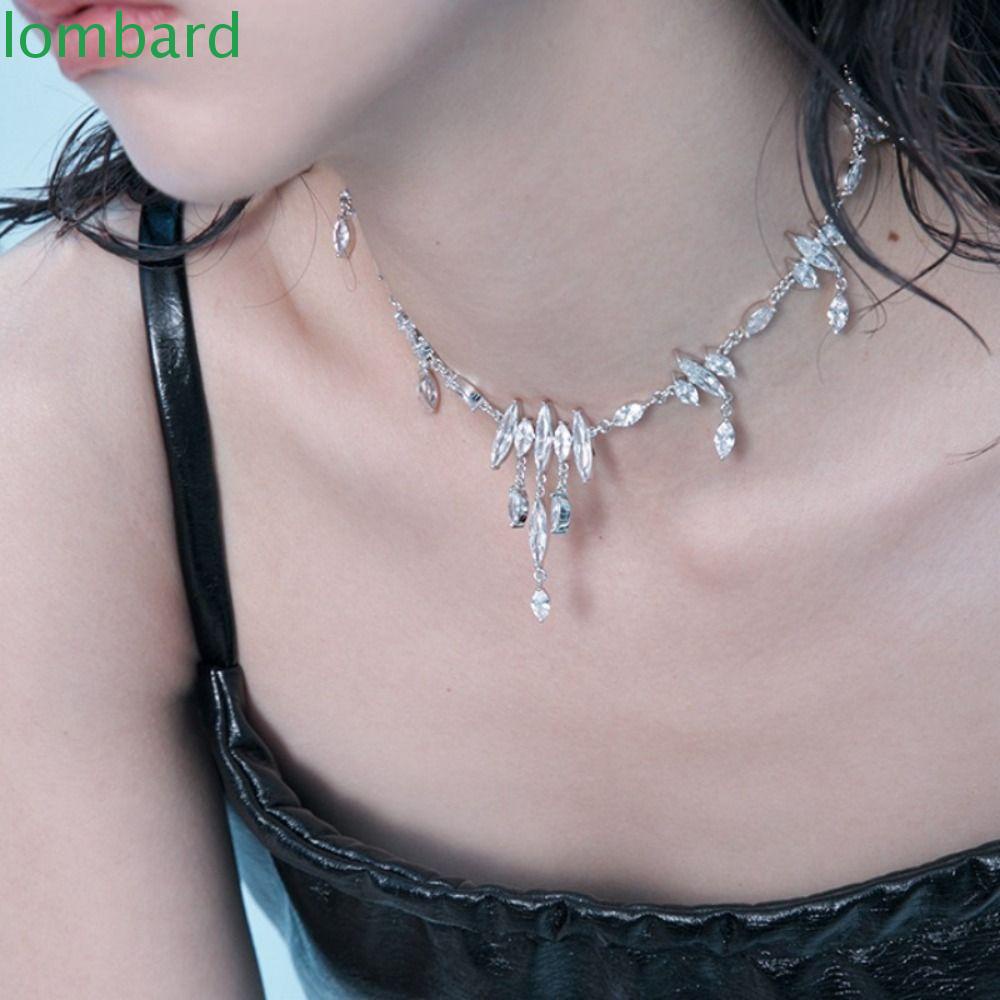 Vòng Cổ Choker Y2K Hình Giọt Nước Đính Đá Pha Lê Phong Cách Vintage Hàn Quốc