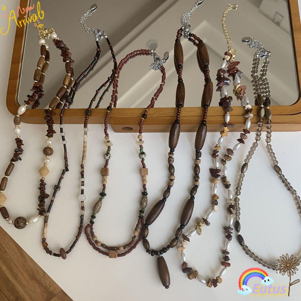 Vòng cổ Mặt Đá Pha Lê Màu Sắc Cà Phê Phong Cách Cổ Điển Độc Đáo Thời Trang Cho Nữ