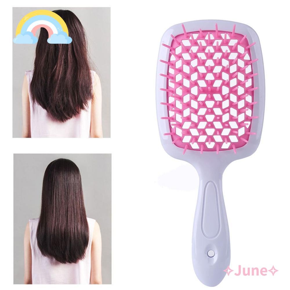 JUNE Lược Chải Tóc Mát Xa Da Đầu 6 Màu Tùy Chọn Răng Thưa Tiện Dụng