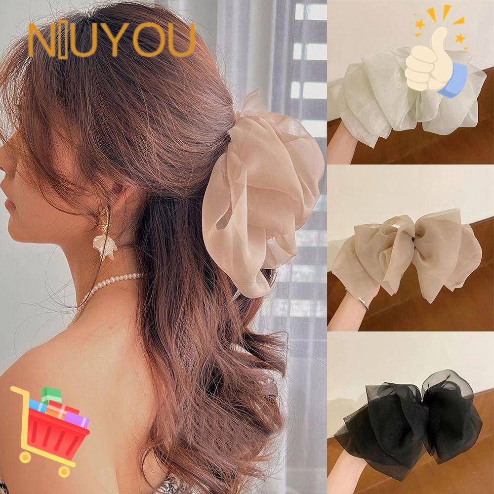 NIUYOU Kẹp Tóc Nơ Vải Chiffon Cỡ Lớn Thời Trang Cho Nữ