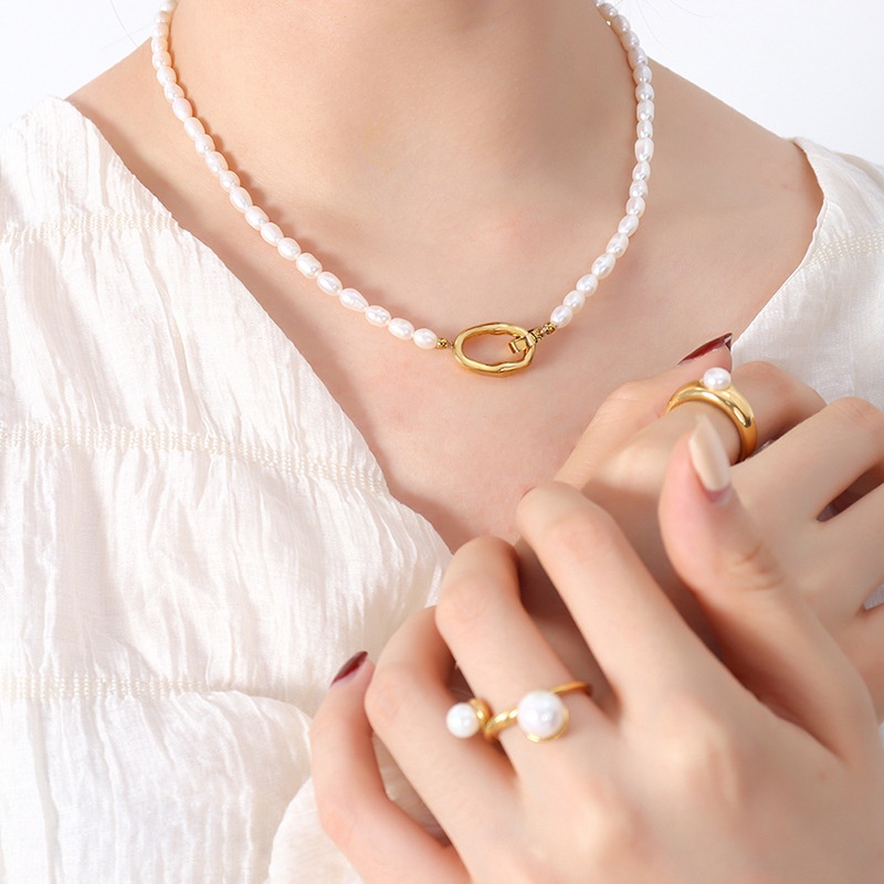 Vòng cổ Ngọc Trai Tự Nhiên Cao Cấp Phong Cách Pháp Thanh Lịch Sang Trọng