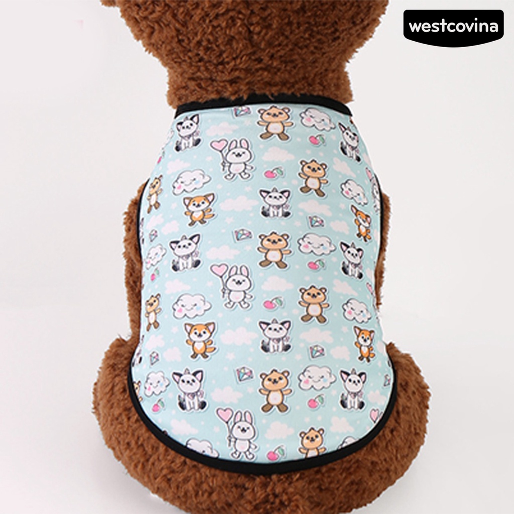 [COD]♞Áo Thun Không Tay Hai Lớp Bằng Polyester In Họa Tiết Hoạt Hình Dễ Thương Dành Cho Cún Cưng