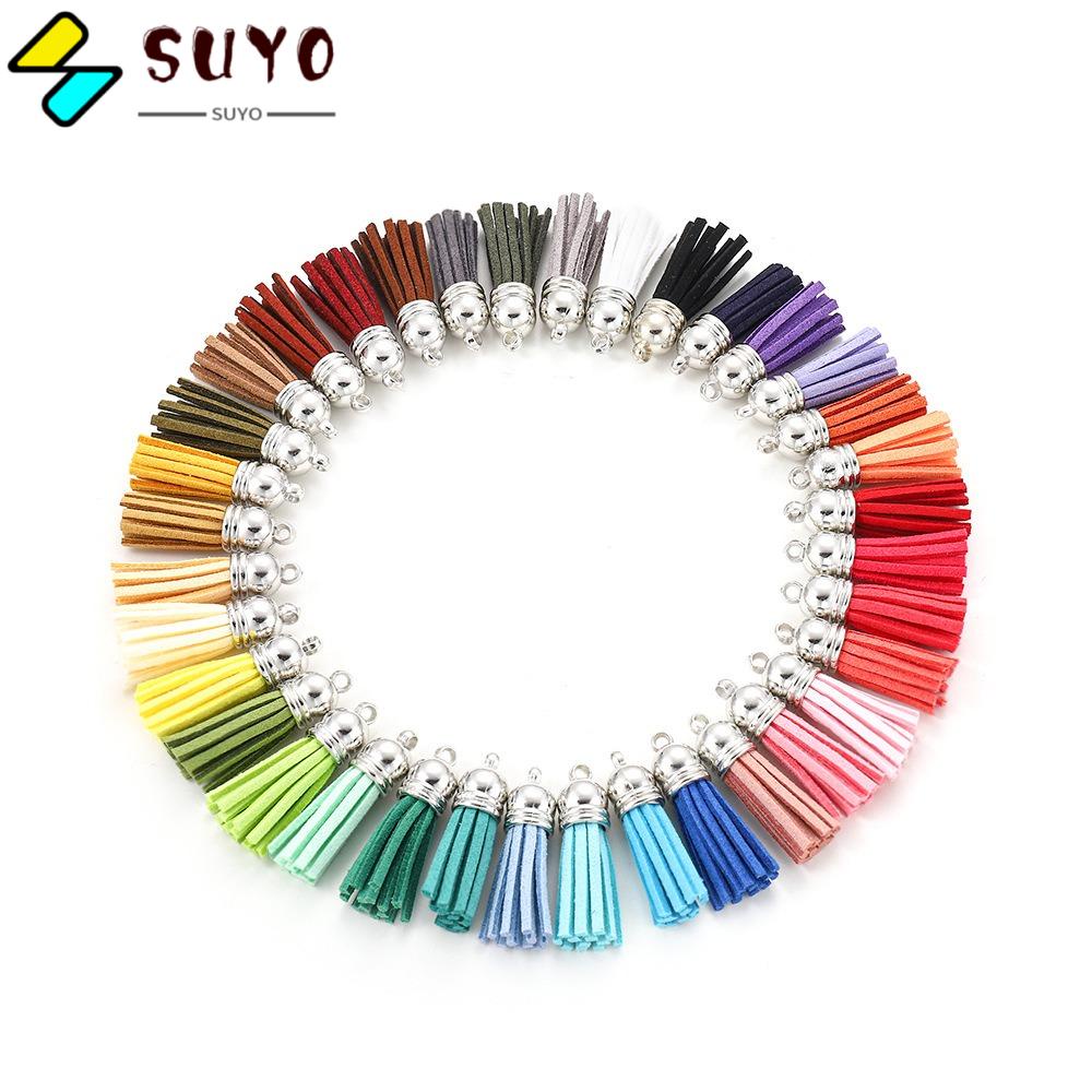 SUYO Móc Khóa Da Nhân Tạo Phối Tua Rua Charms