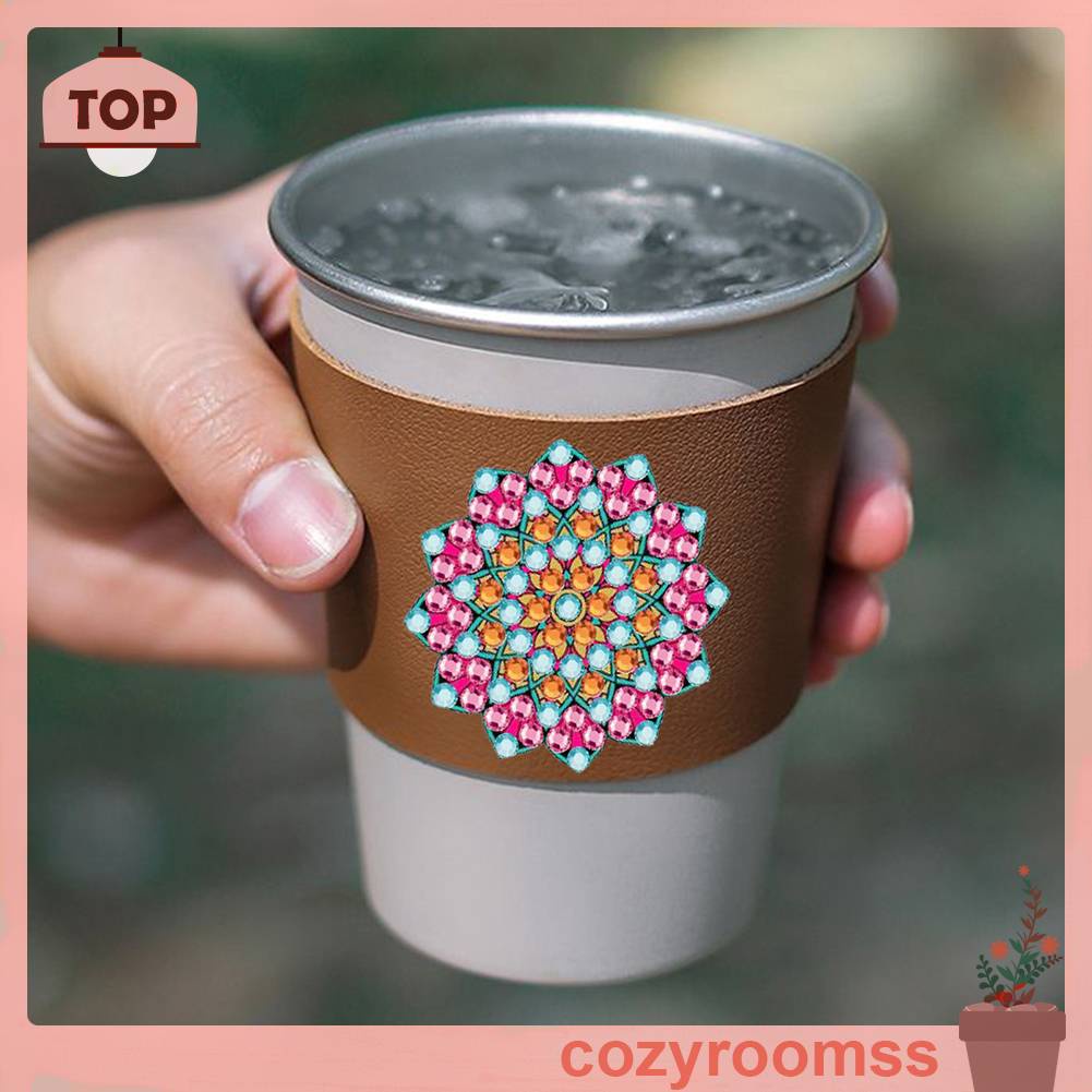 Bộ 6 Tranh Đính Đá Tự Làm Bằng Da Hình Chiếc Cốc Trang Trí Nhà Cửa