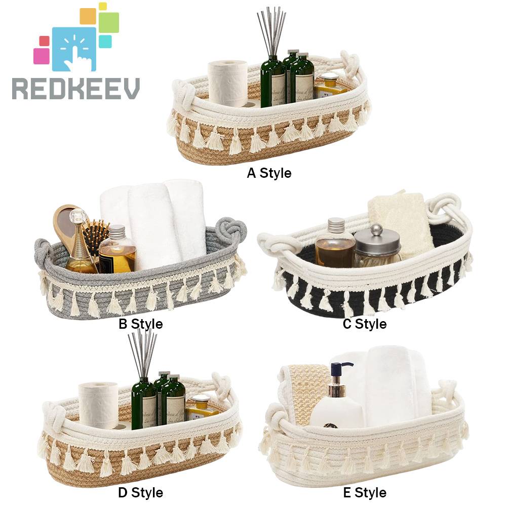 Giỏ Đan Sợi Cotton Hình Chữ Nhật Phong Cách Boho Đa Ứng Dụng Cho Nhà Ở / Văn