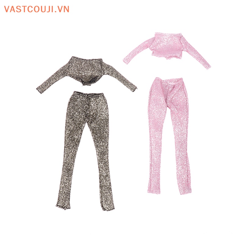 Bộ Áo Thun Tay Dài + Quần Dài Màu Hồng Lấp Lánh Dành Cho Búp Bê VASTJI