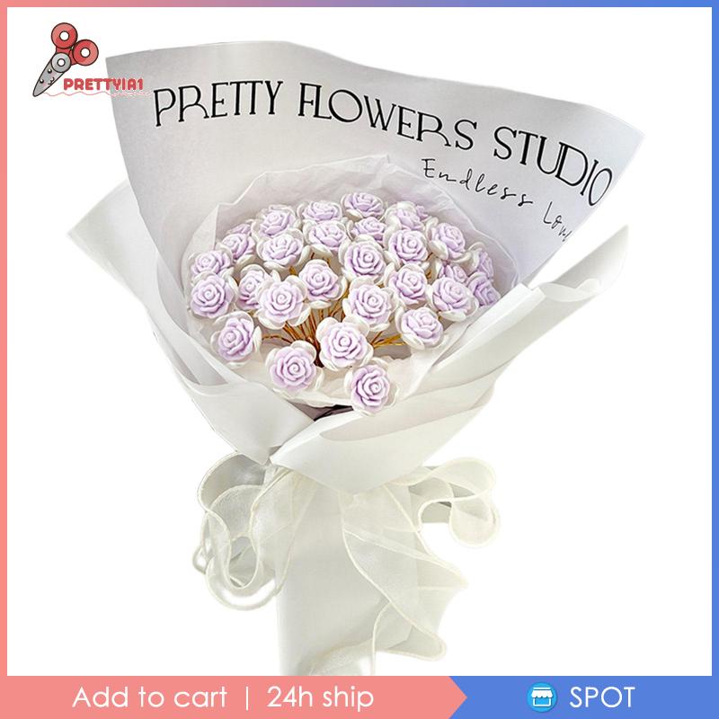 [Prettyia1] 18 Bông Hoa Hồng Giả Bằng Giấy Gói Quà DIY Đáng Yêu