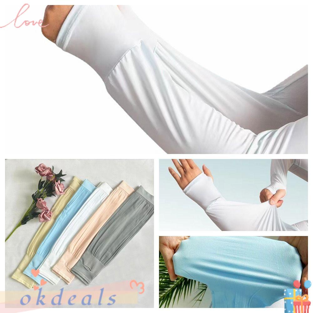 Găng Cánh Tay Chống Nắng Và Tia UV Bằng Lụa Lạnh Màu Sắc Trơn Dành Cho Lái Xe