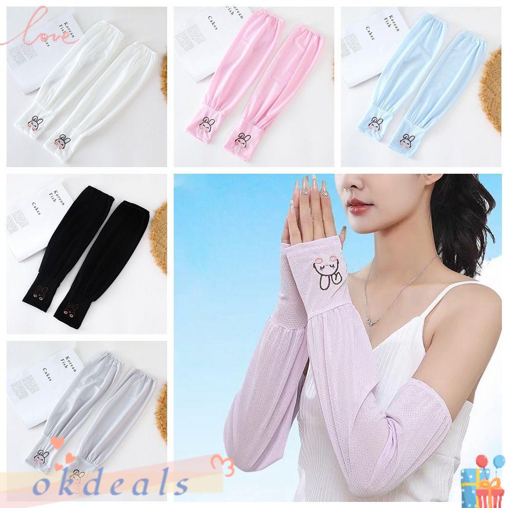 Găng Tay Chống Nắng Bằng Lụa Lạnh Thoáng Khí Hình Thỏ Nhỏ Cho Nữ