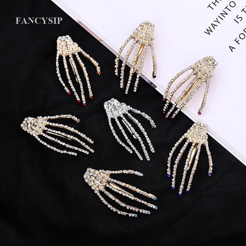 Kẹp TóC HìNh Bộ Xương BàN Tay ĐíNh Kim Cương Giả ThờI Trang Cho Nữ
