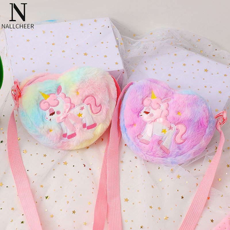 Nallcheer Túi Đeo Chéo Hình Kỳ Lân Hoạt Hình Nhồi Bông Đáng Yêu Cho Bé