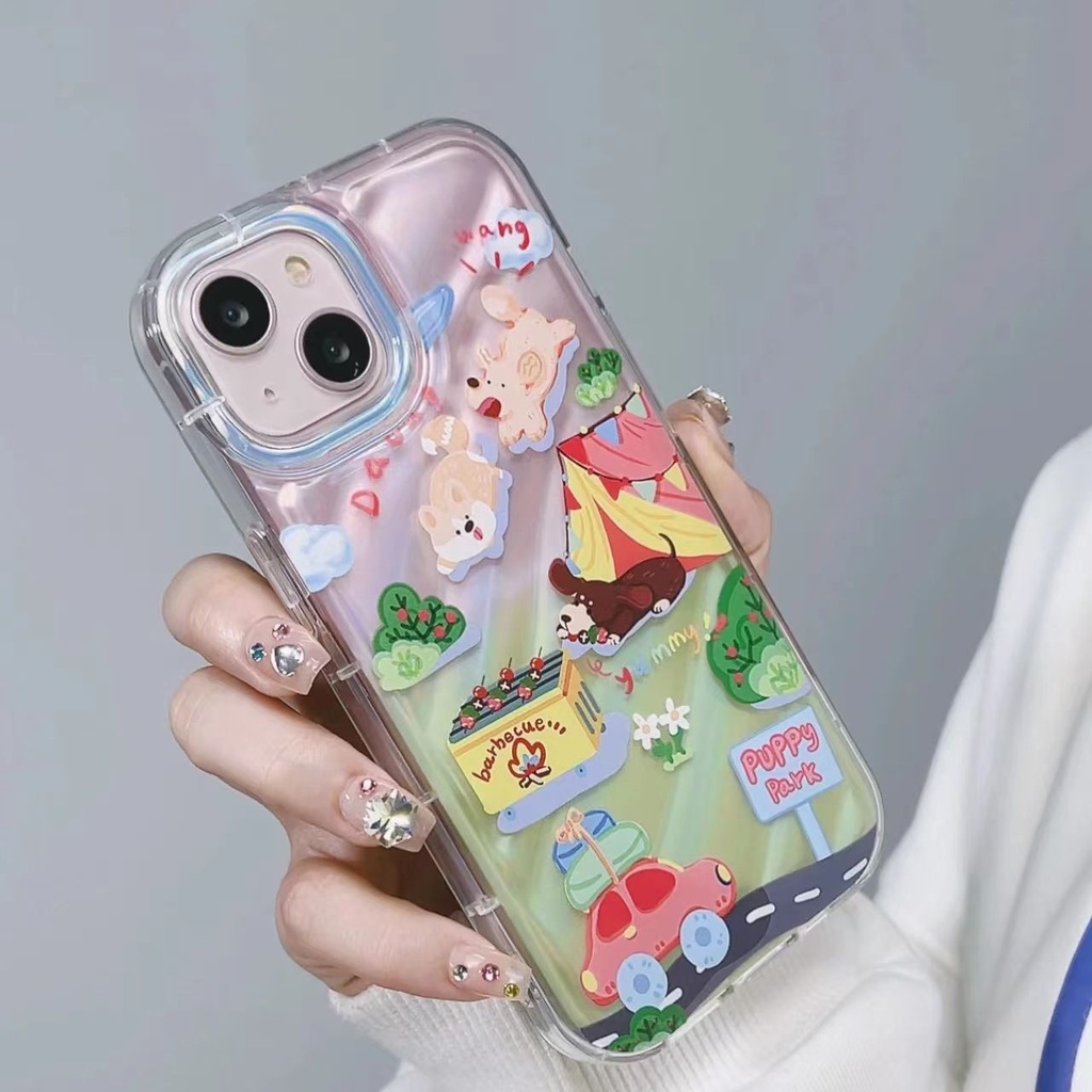 Ốp Điện Thoại Dẻo Họa Tiết Cô Gái / Chú Chó Dễ Thương Chống Sốc Cho iPhone14pro11xr 678 13xs 12