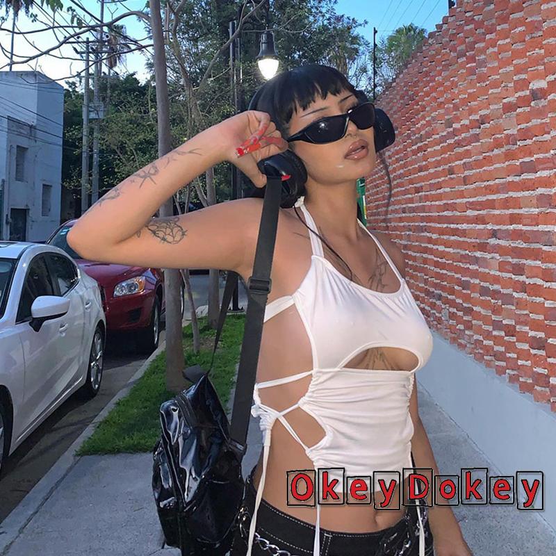 Áo Tank Top Cổ Yếm Không Tay Màu Trơn Thời Trang Mùa Hè ODokey-Y2K Cho Nữ