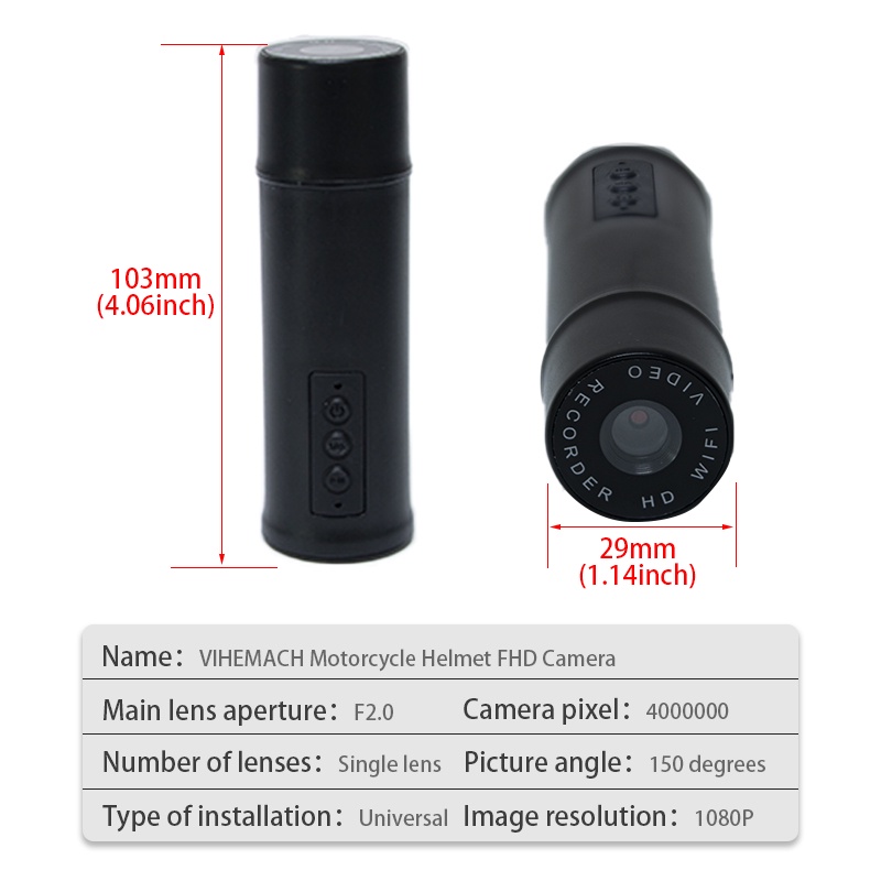 Máy Quay Hành Trình DVR Full HD 1080P Chống Thấm Nước Kết Nối Wifi Gắn Mũ Bảo Hiểm Xe Mô Tô / Xe Hơi