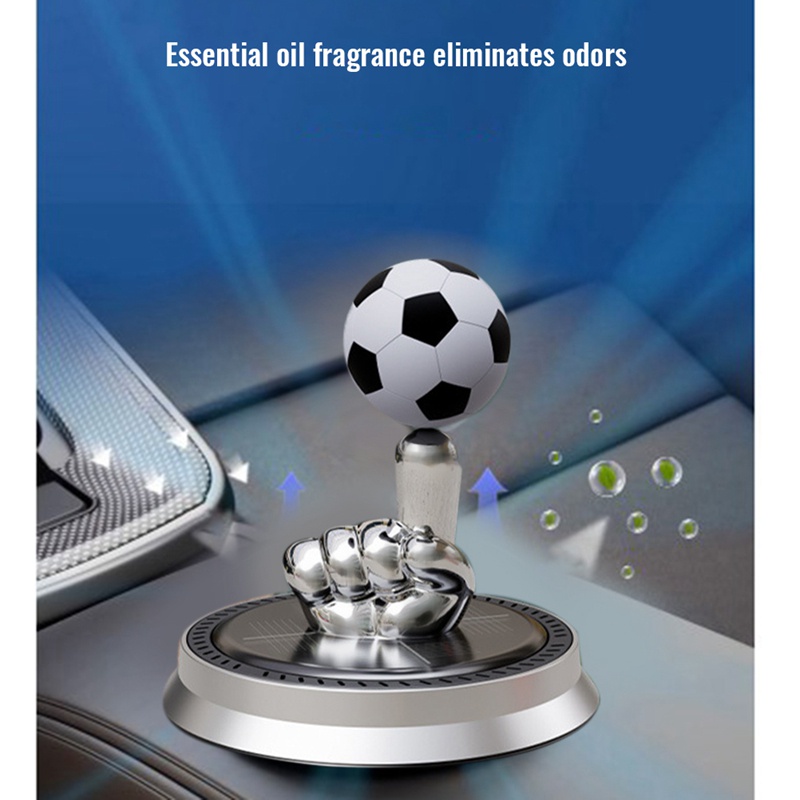 Nước Hoa Xoay Tự Động Trang Trí Nội Thất Xe Hơi Hình Quả Bóng Đá Sạc Năng Lượng Mặt Trời