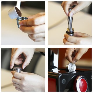=Christmas=Refillable Square-hole Coffee Capsule Pod Filter Dripper Tamper for Nespresso