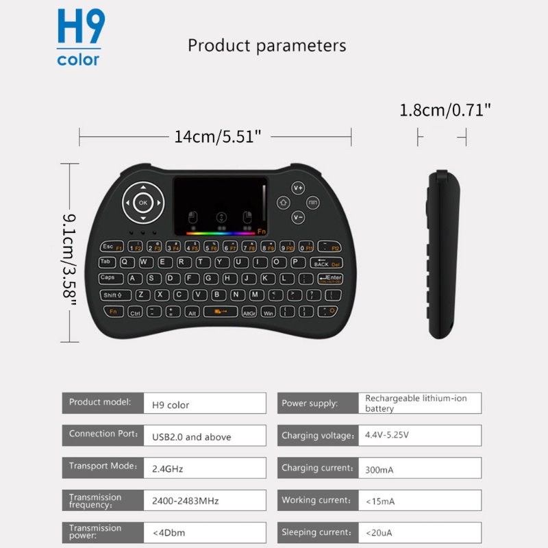 Bàn Phím Không Dây Điều Khiển Từ Xa Có Đèn Nền Nhiều Màu Sắc Dành Cho TV Box Và Máy Tính Bảng