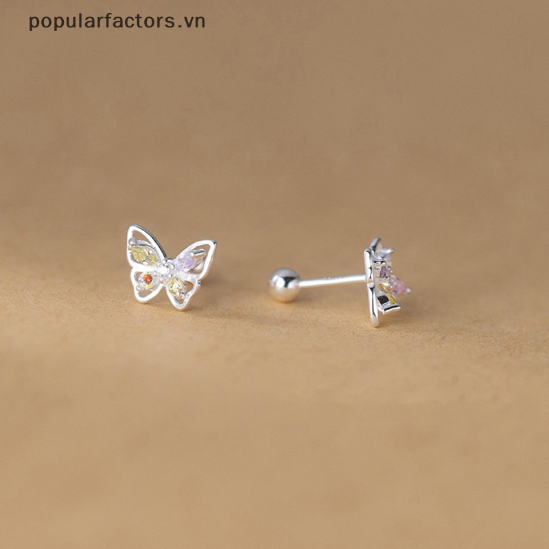 1 Đôi Bông Tai Hình Bướm Đính Kim Cương Màu Sắc Dành Cho Nữ