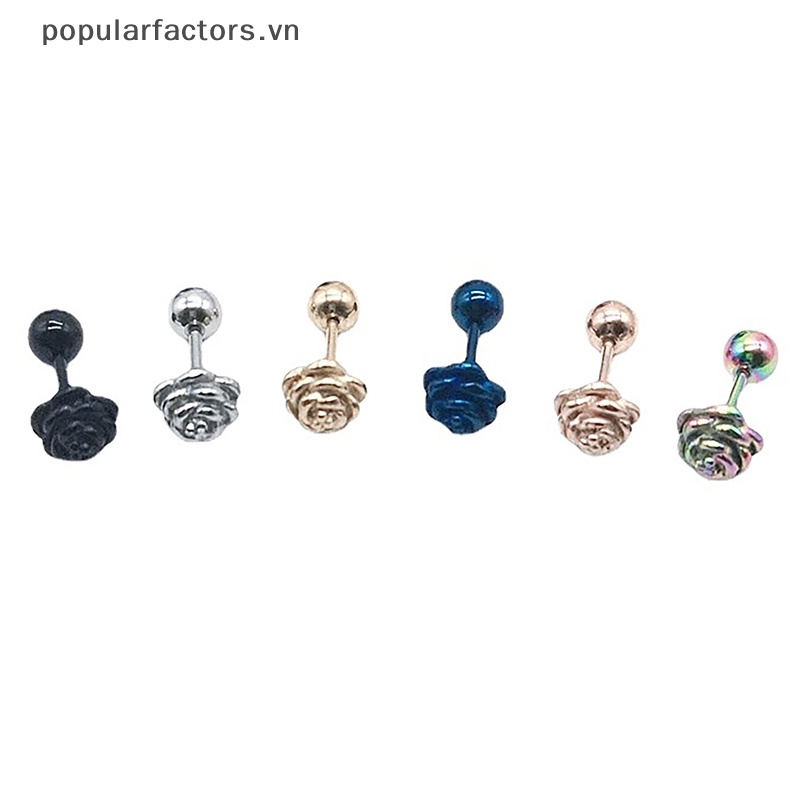 Khuyên Tai Hình Quả Tạ Bằng Thép Không Gỉ Nhiều Màu Sắc Thời Trang