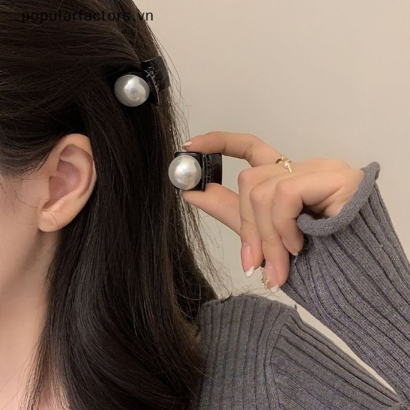 Kẹp Tóc Hình Nơ Mini Đính Ngọc Trai Phong Cách Vintage Dễ Thương Cho Nữ