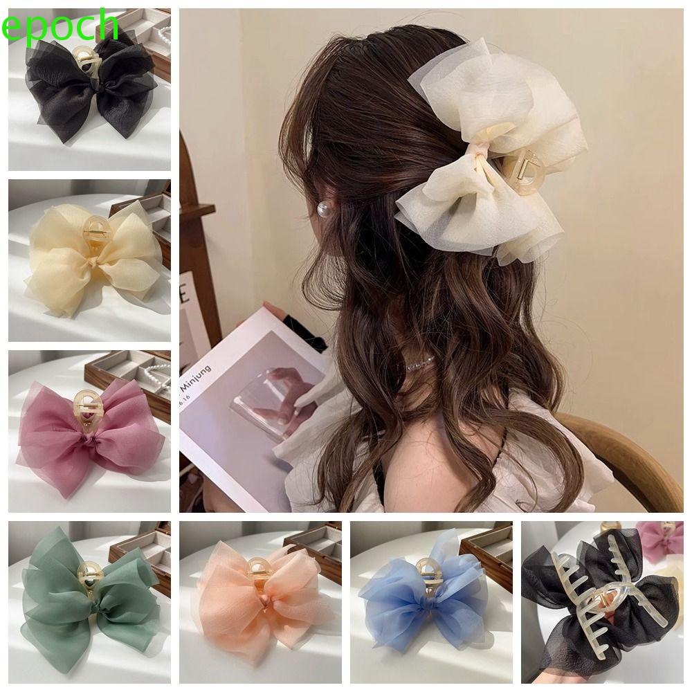 Epoch Kẹp Càng Cua Vải Tuyn Màu Trơn Thời Trang Dành Cho Nữ