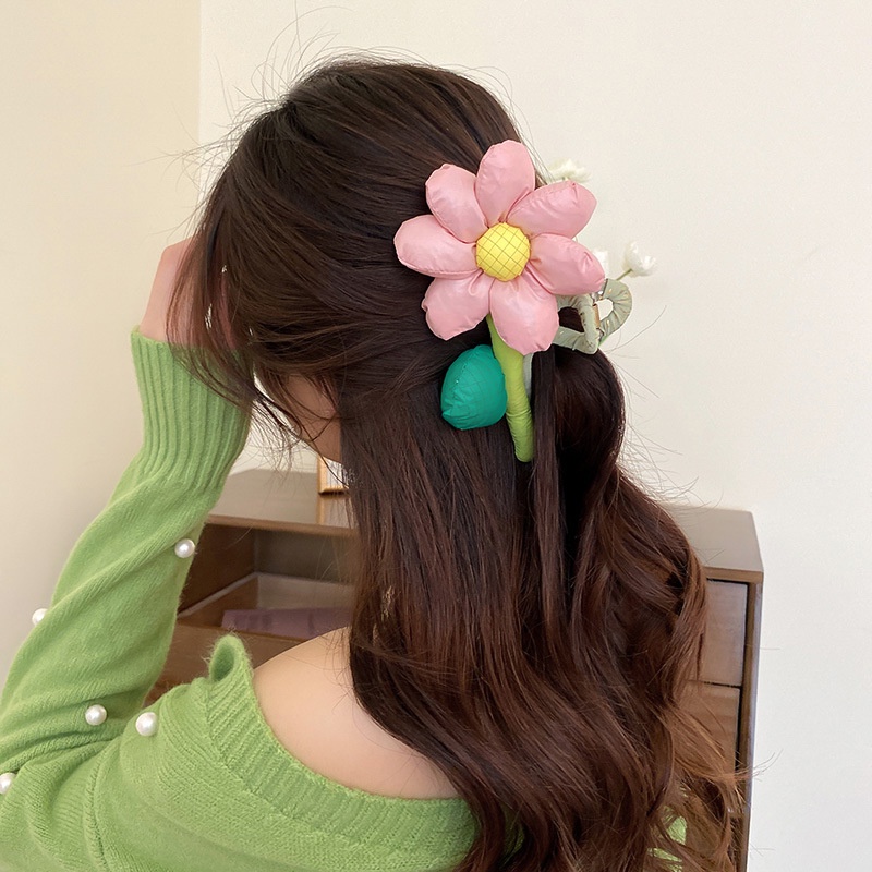 Kẹp Tóc 15cm Vải Cotton Họa Tiết Hoa Dễ Thương Cho Nữ