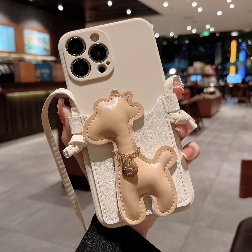 Bao đựng thẻ đeo chéo hươu cao cổ vỏ bảo vệ điện thoại cho iphone14 ip14 pro 14 plus 14 promax 13 13pro 13promax 12 12pro 12promax 11 11pro 11promax x xs xr xsmax 7 8plus 7 8