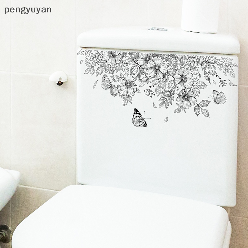 [pengyuyan] Nhãn Dán Tường Tự Dính Trang Trí Nhà Tắm / Toilet Họa Tiết Hoa Bướm Trơn
