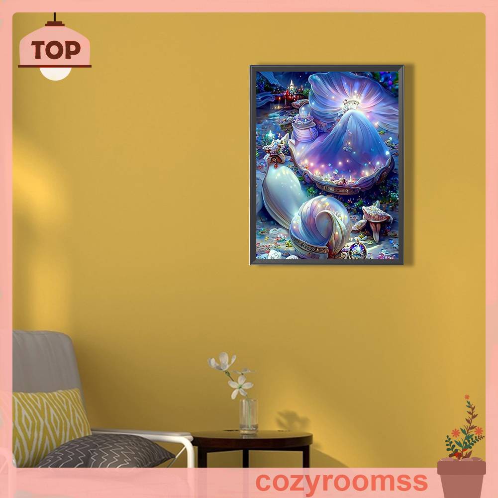 Bộ Tranh Đính Đá 5D Họa Tiết Vỏ Sò Độc Đáo DIY Dùng Trang Trí Nhà Cửa