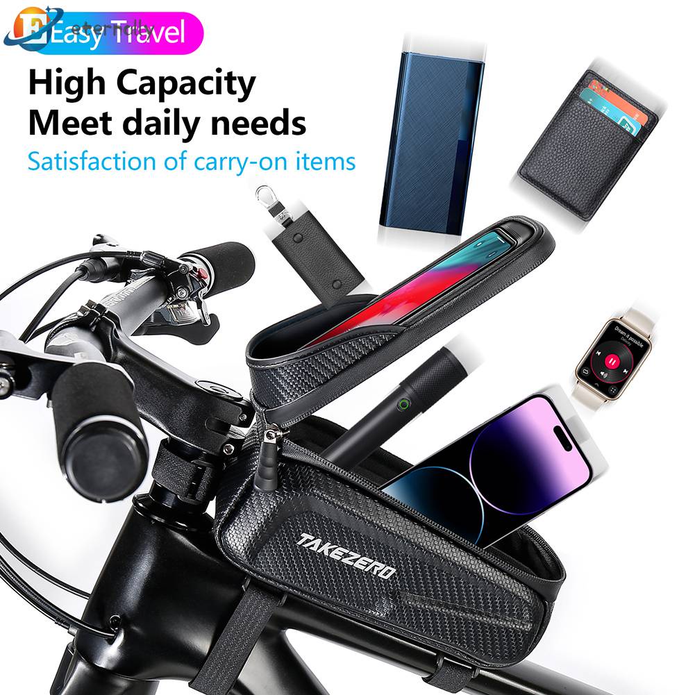 Túi Cứng Chống Mưa Có Khóa Kéo Đôi Vỏ Cứng Bảo Vệ Màn Hình Cảm Ứng Cho Xe Đạp