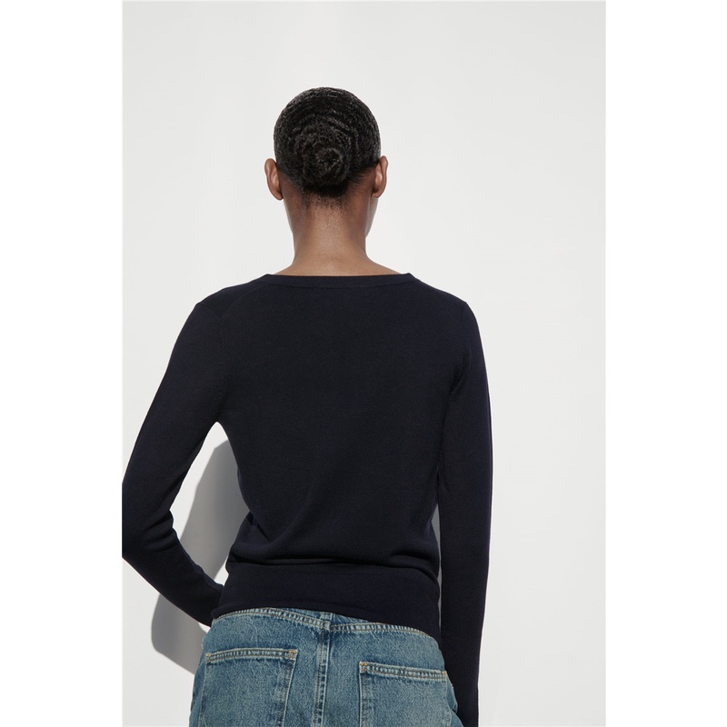 Áo Dệt Kim Tay Dài Cổ Chữ V Màu Trơn Thời Trang ZARA Cao Cấp Cho Nữ 1509125