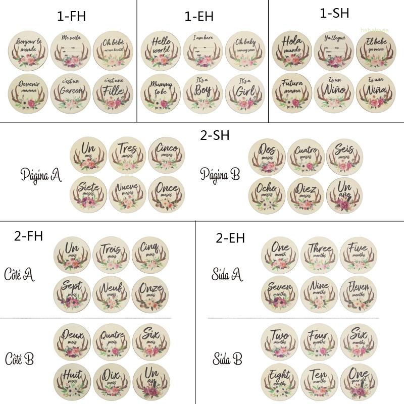 Set 6 Tấm Thiệp Đánh Dấu Cột Mốc Phát Triển Theo Tháng In Họa Tiết Hoa Hoạt Hình Cho Bé Sơ Sinh