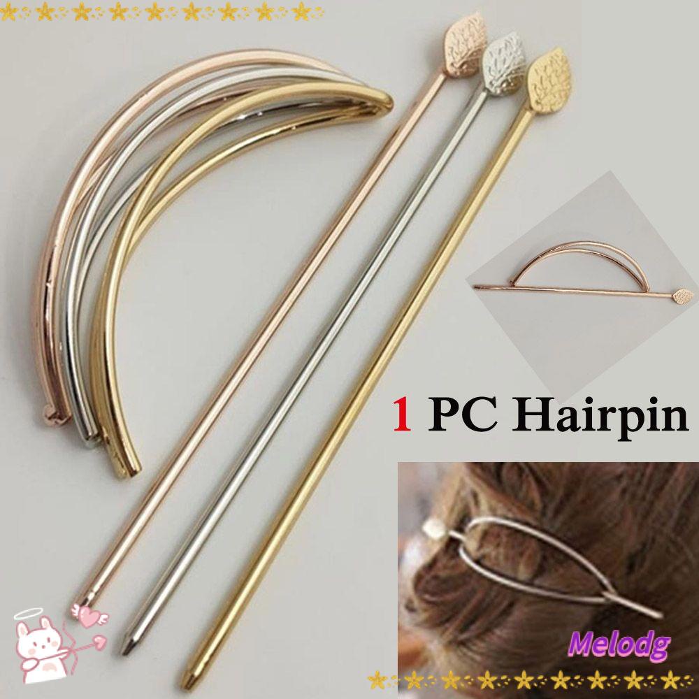 MELODG Kẹp Tóc Kim Loại Hình Chiếc Lá Đơn Giản