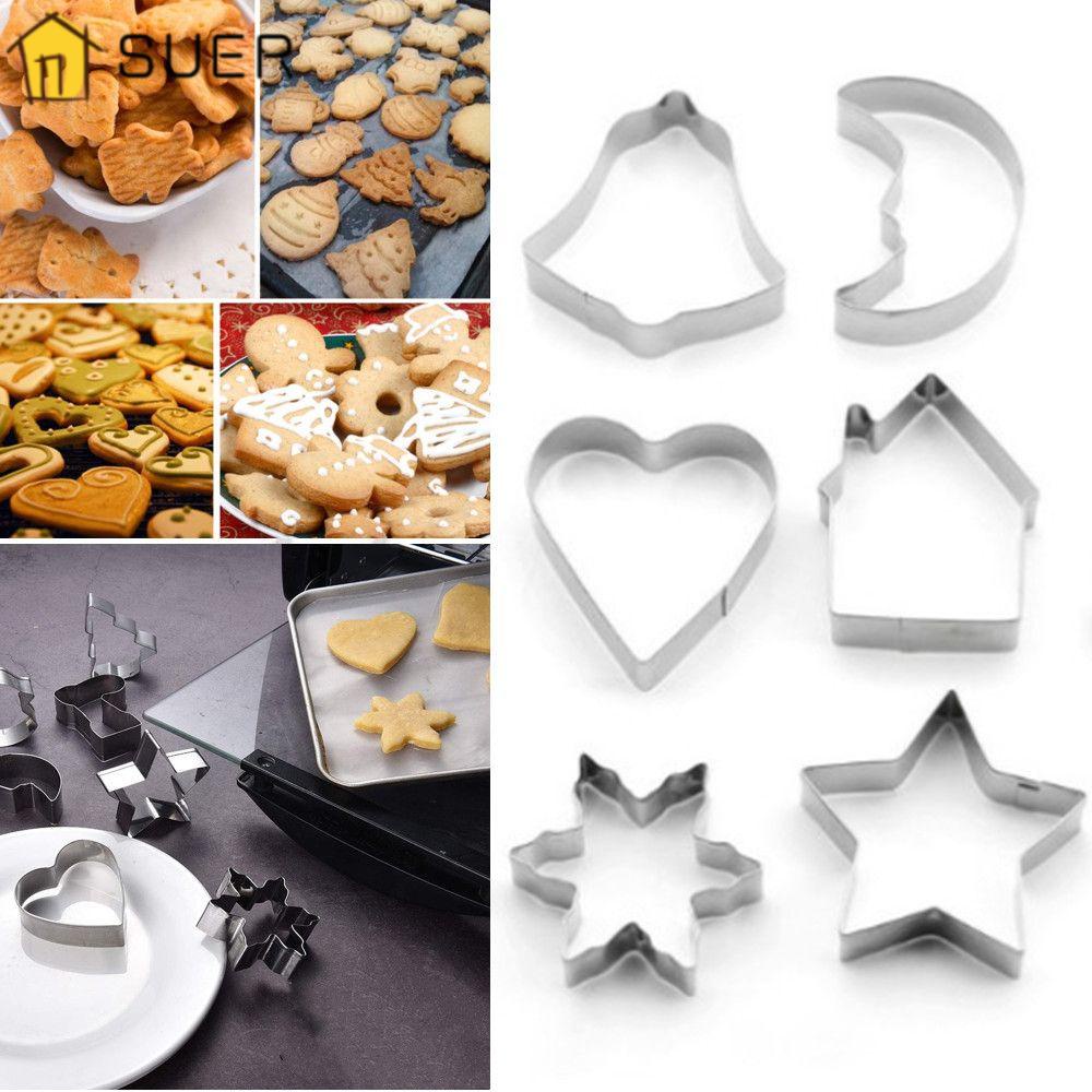 SUENIN Set 6 / 10 Khuôn Cắt Tạo Hình Trang Trí Bánh Phong Cách Giáng Sinh Tiện Dụng Chất Lượng Cao