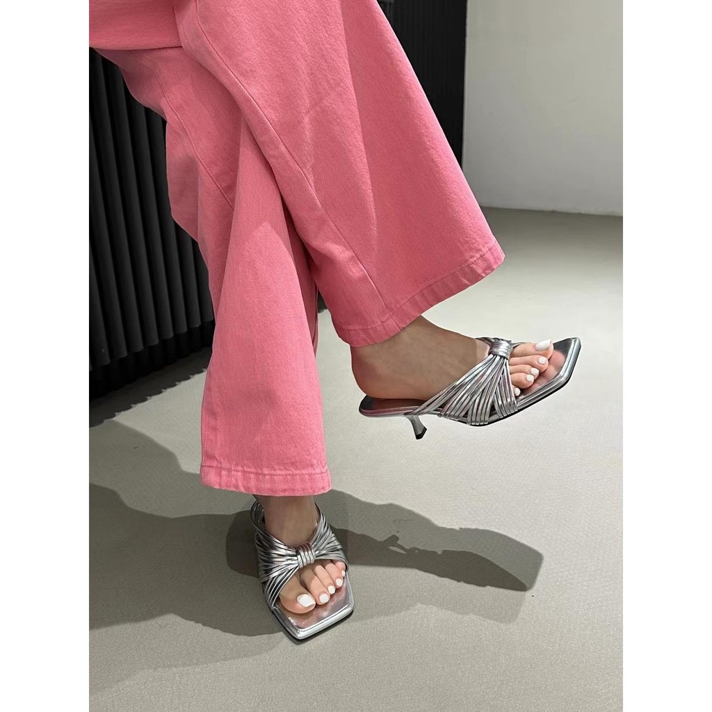 Dép Cao Gót Mũi Vuông Thiết Kế Mới Thời Trang Mùa Hè 2023 Dành Cho Nữ