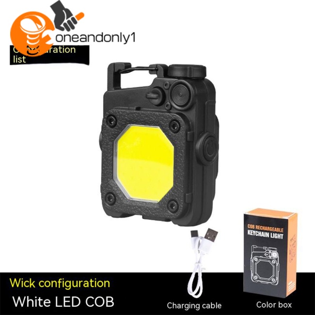 Móc Khóa Đèn Pin Led Cob Mini 6 Chế Độ Kèm Sạc Usb Tiện Dụng Mang Theo Du Lịch Cắm Trại