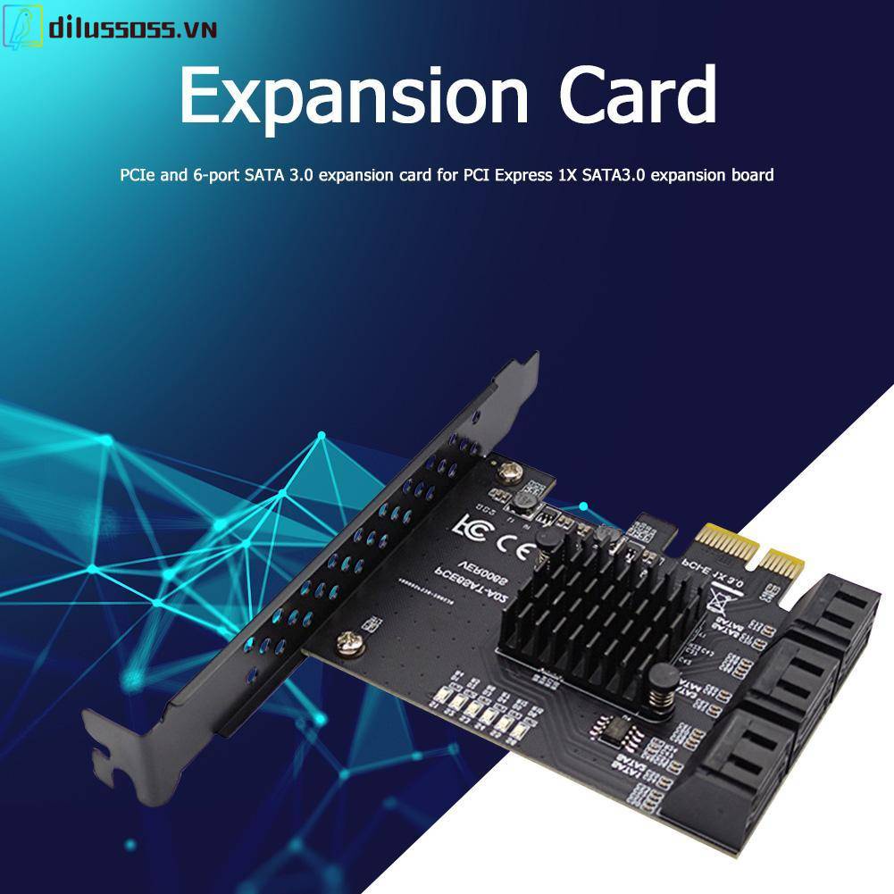 Card 6 Cổng SATA III PCIe 6Gbps SATA 3.0 Sang PCIe 1X Kèm Giá Đỡ