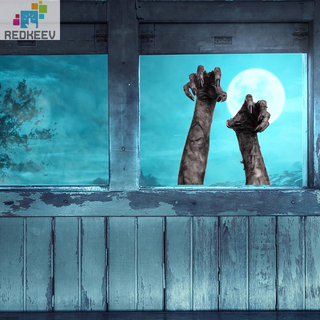 2 Miếng Dán Tường / Cửa Sổ Hình Bàn Tay Ma Kinh Dị 3D