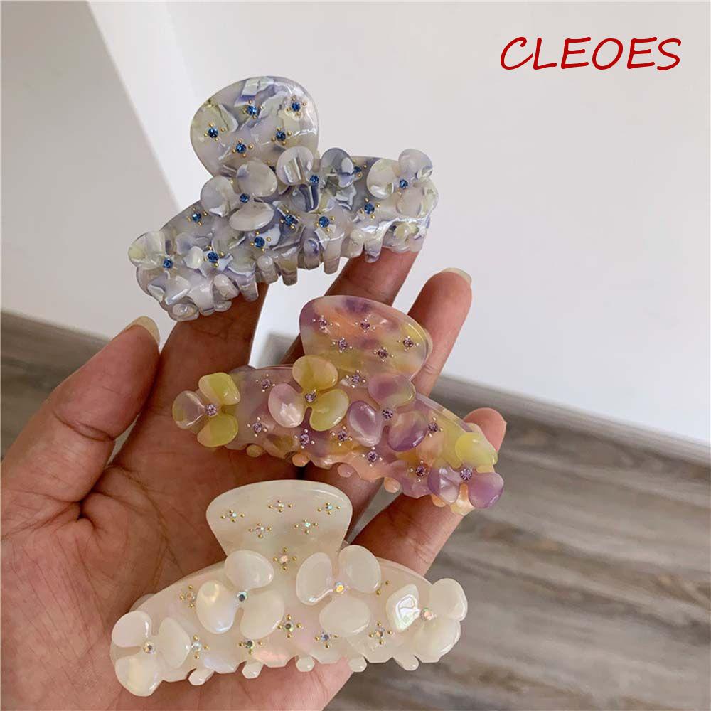 CLEOES Kẹp Tóc Hình Hoa Đính Đá Màu Trắng Ngọt Ngào Thanh Lịch Cho Nữ