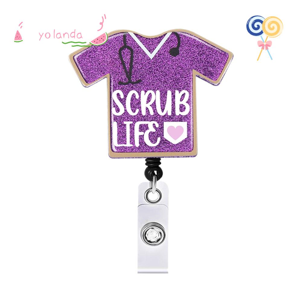 YOLA Móc Khóa Đựng Thẻ Id Id Id Bằng ABS Màu Tím Có Thể Thu Gọn Cho Văn Phòng