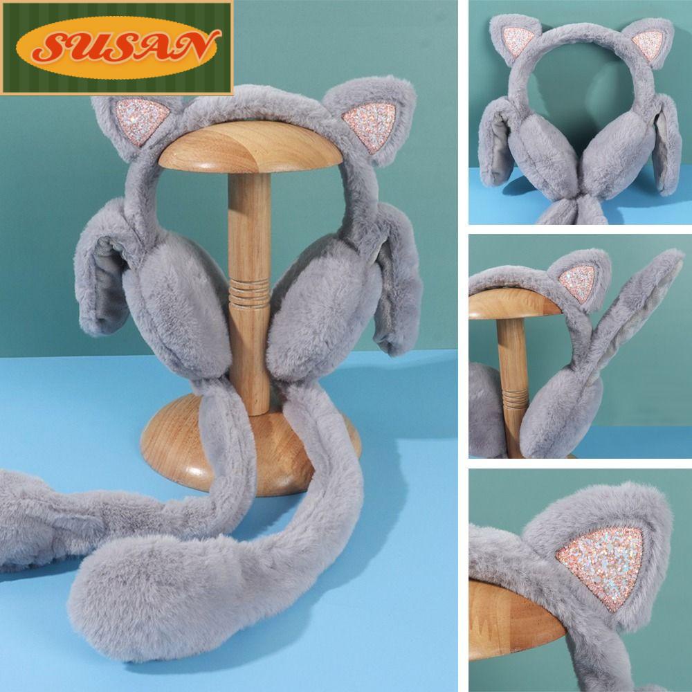 SUSANS Chụp Tai Hình Chú Mèo Bằng Lông Nhung Dễ Thương Xinh Xắn