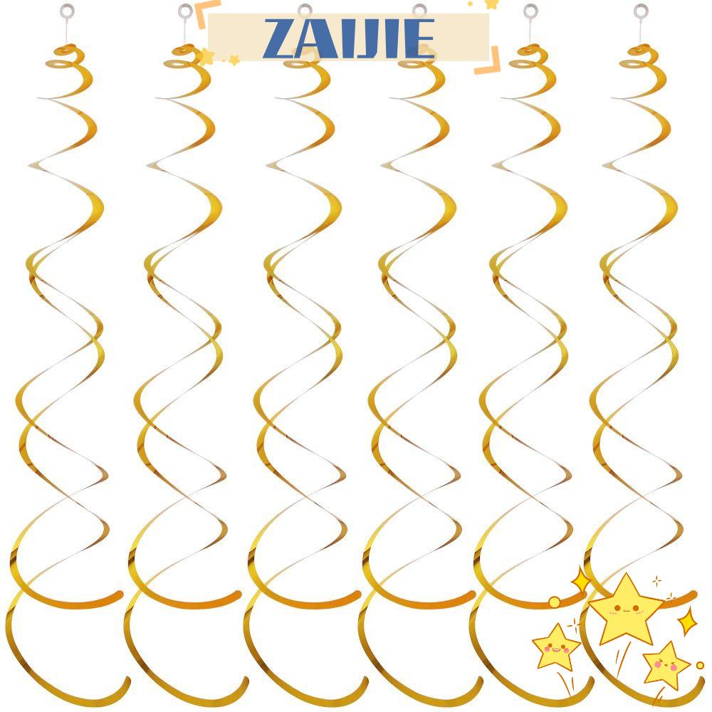 ZAIJIE24 Bộ 30 Dây Xoắn Bằng Nhựa 27.5 inches Màu Vàng Hồng / Bạc Kèm Móc Treo Trang Trí Nhà Cửa