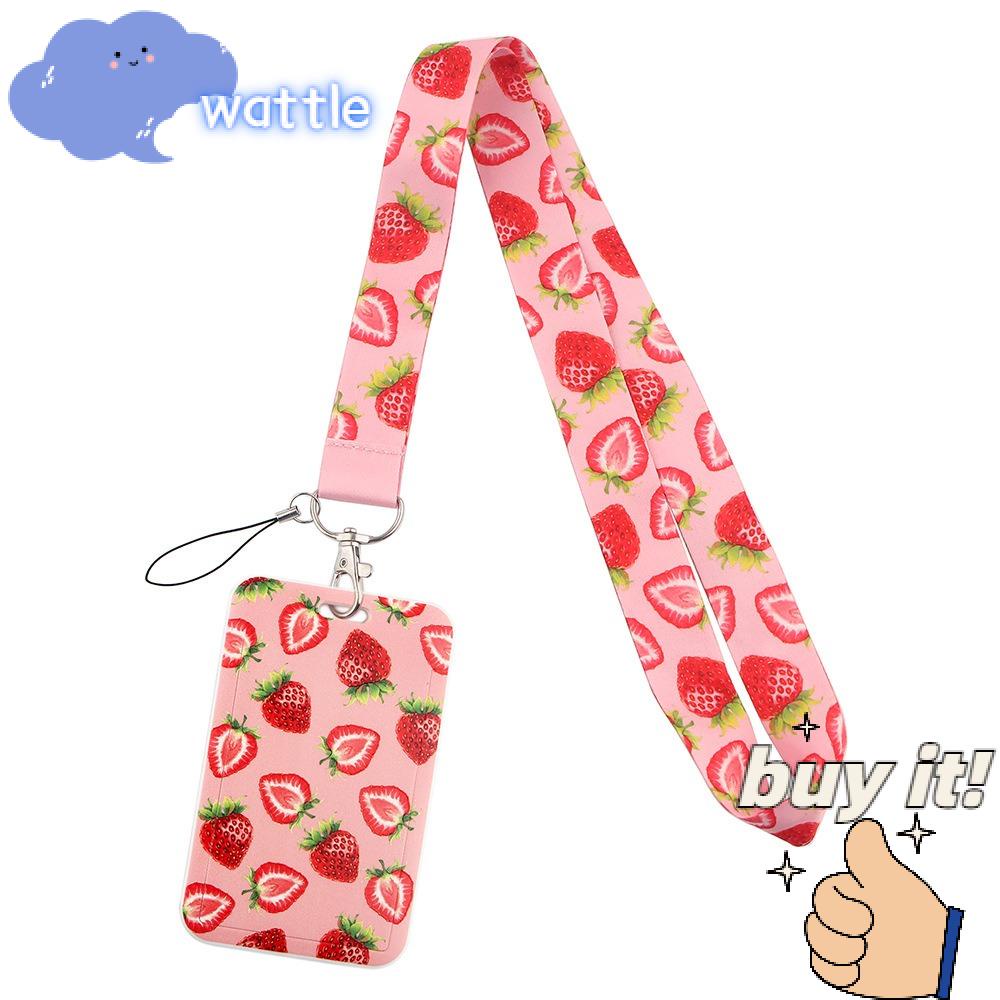 WATTLE Dây Buộc Thẻ ID / Huy Hiệu Màu Hồng Dâu Tây Dùng Làm Quà Tặng Văn Phòng