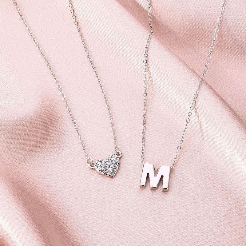 Bộ 2 Vòng cổ Mặt Trái Tim Đính Đá Đầy Cá Tính