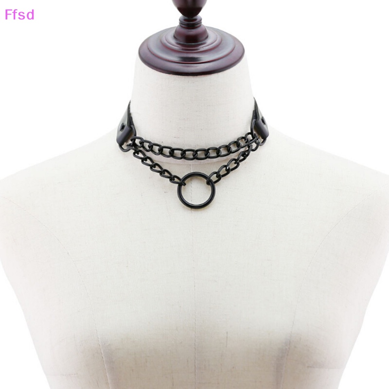 Vòng Cổ Choker Bằng Da Màu Đen Phong Cách Gothic Punk