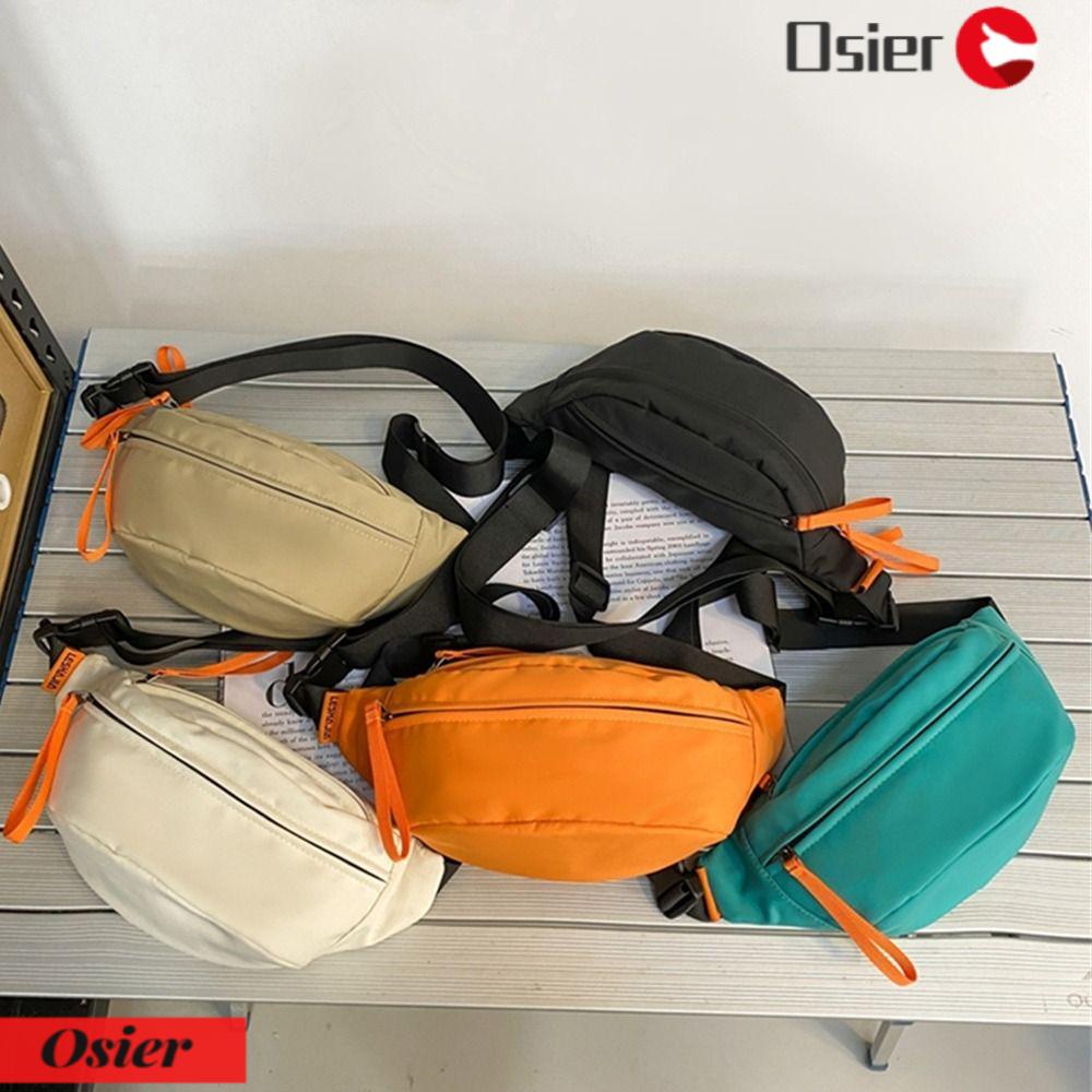 OSIER1 Túi Đeo Hông / Chéo Ngực Bằng Nylon Màu Trơn Chống Thấm Nước Thời Trang Cho Nam Và Nữ