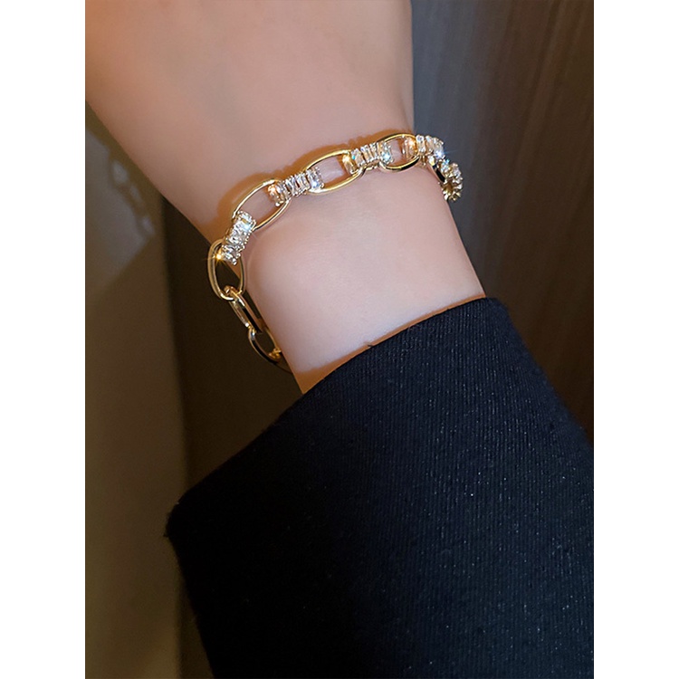 Ygt Vòng Tay Dây Xích Đôi Bằng Kim Loại Đính Đá Zircon Có Thể Điều Chỉnh Sang Trọng Làm Quà Tặng