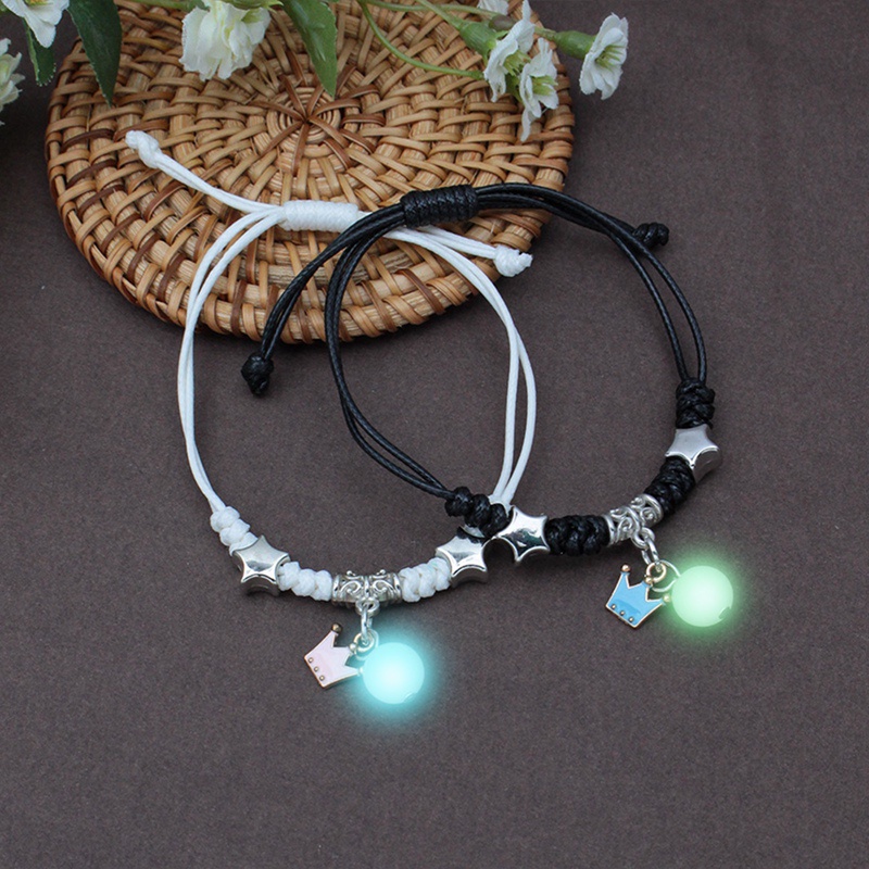 Ygt Set 2 Vòng Tay Dây Thừng Dạ Quang Dễ Thương Có Thể Điều Chỉnh Cho Nữ